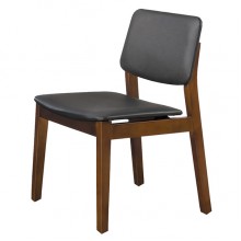 史蒂夫淺胡桃亞麻皮餐椅-深灰皮