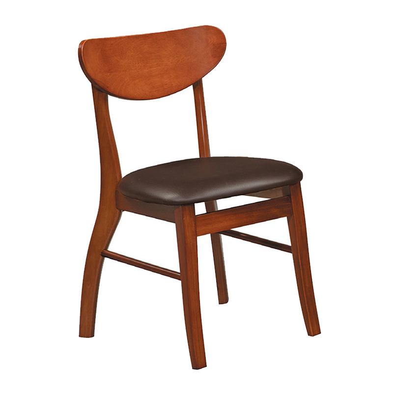 柚木色咖啡皮餐椅-可疊