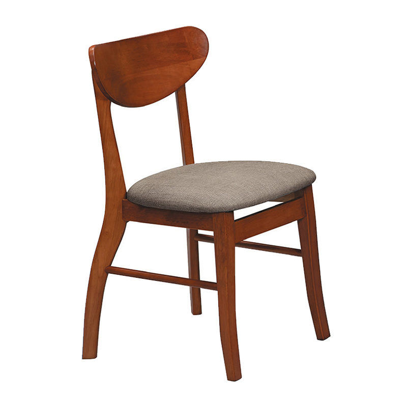 柚木色黑銀皮餐椅-可疊