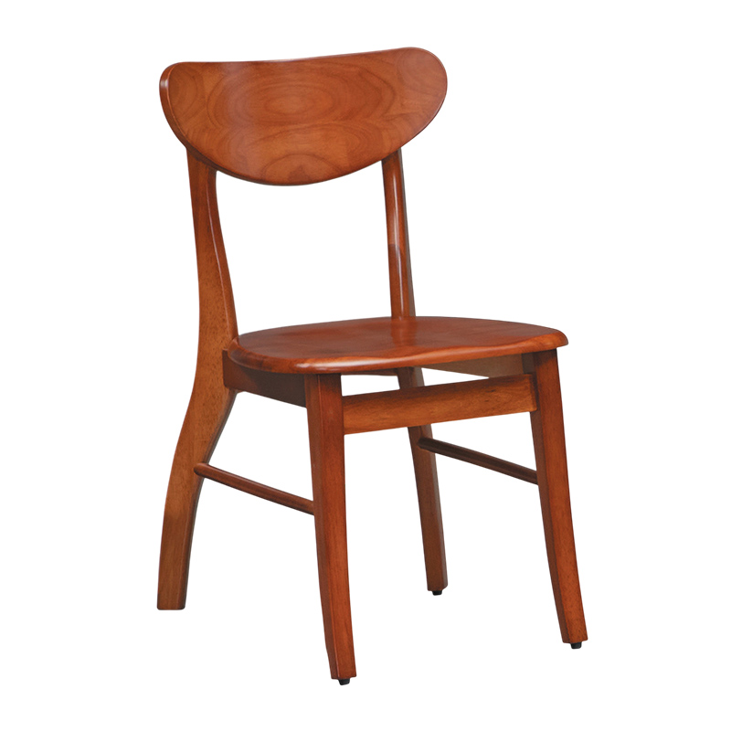 柚木色木面餐椅-可疊