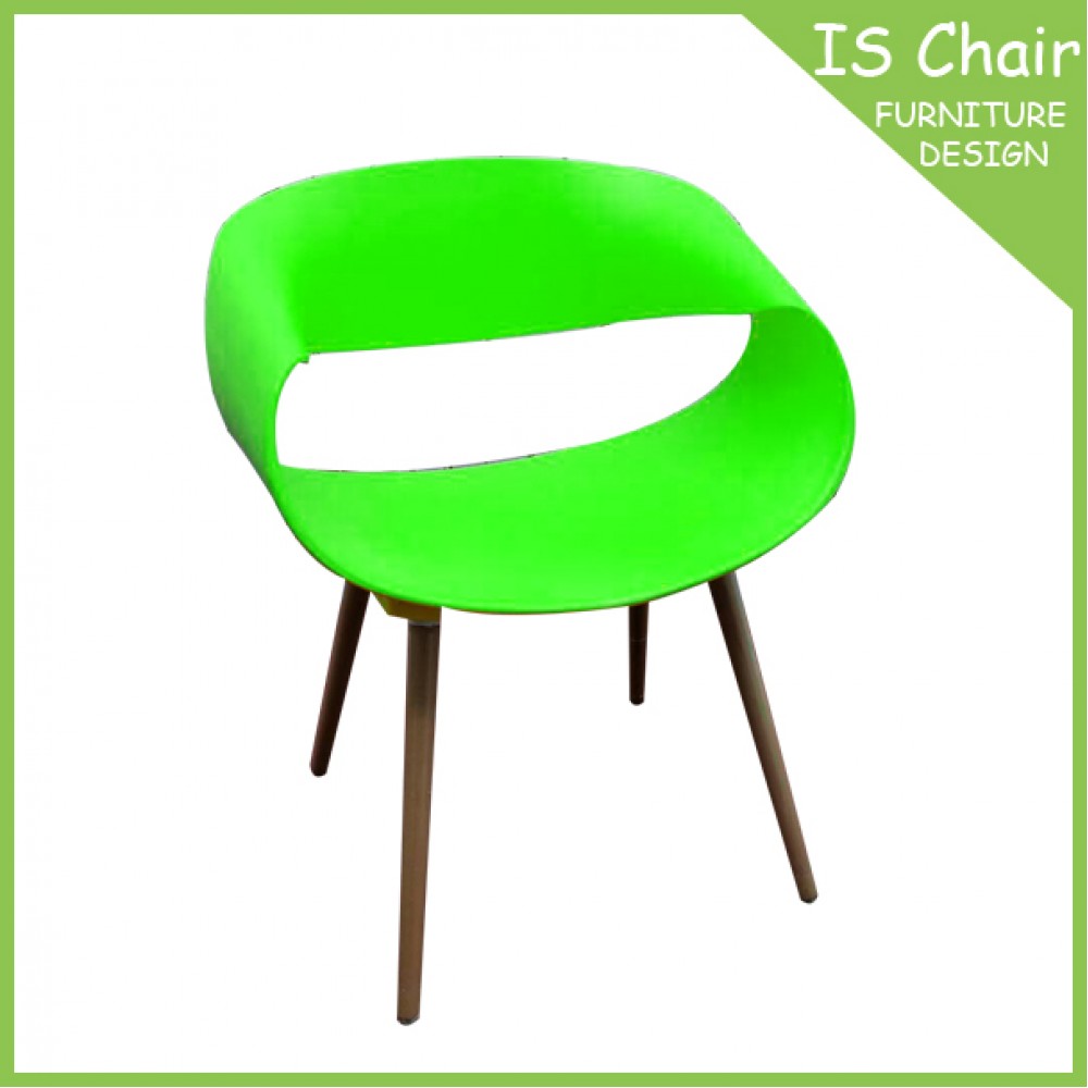安其羅 多彩 塑料 造型餐椅 - 綠色櫸木椅腳