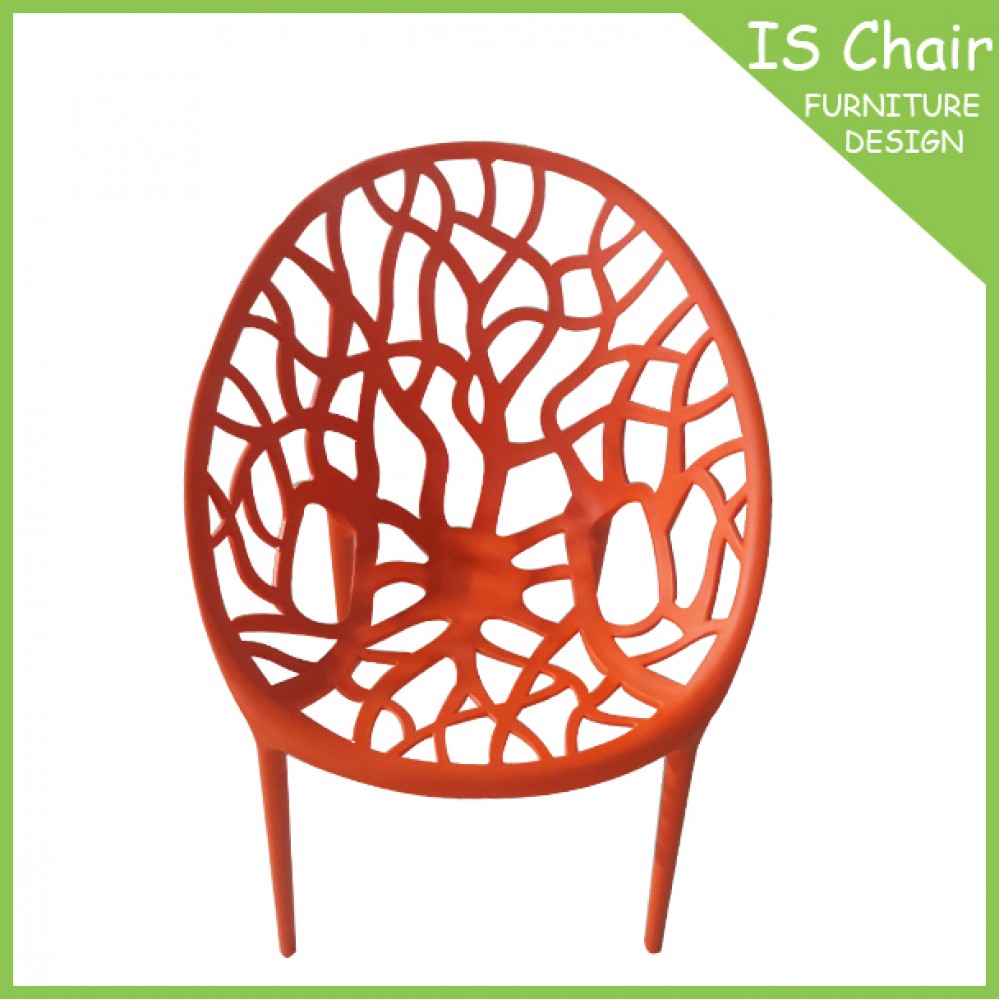 安德烈 彩 塑料 造型餐椅 - 橘色