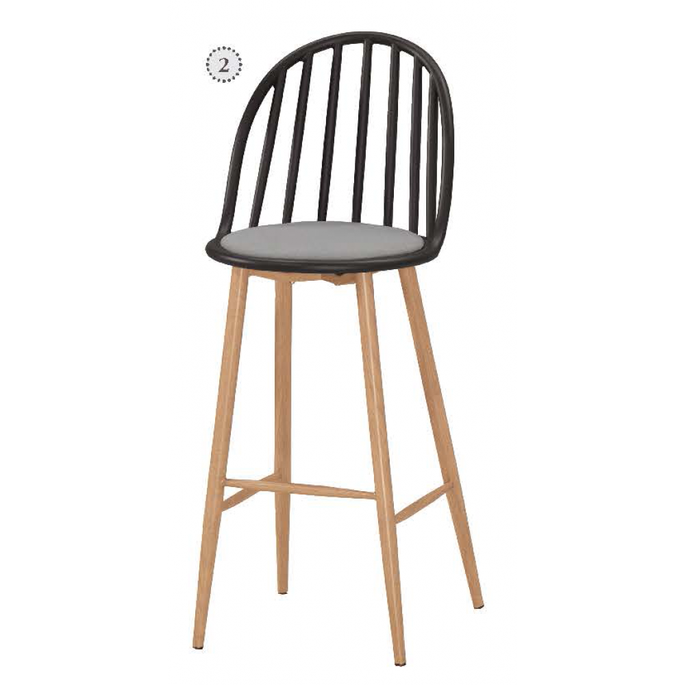 伊蒂絲造型吧台椅(高)-黑色