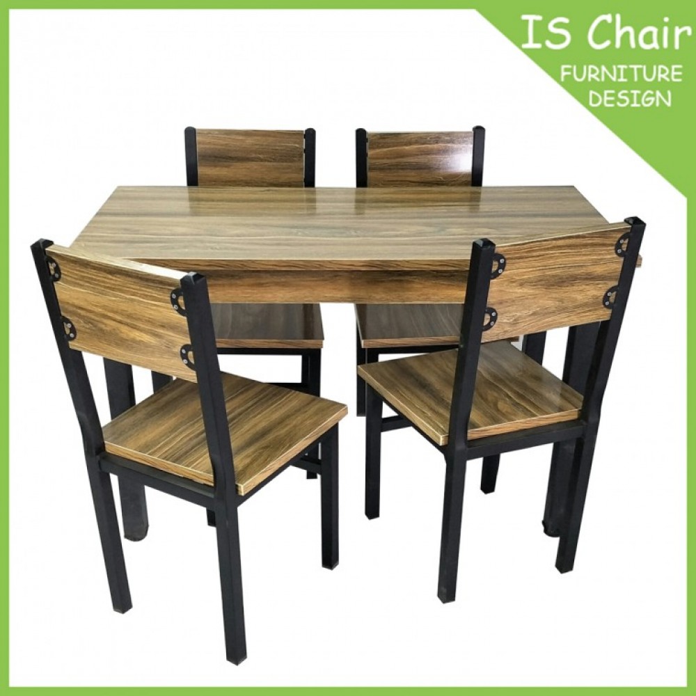 工業風鐵藝木質快餐桌椅組-60*120cm